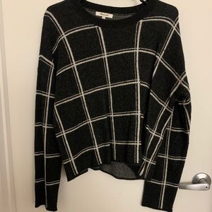 Madewell Black & White Windowpane Grid Sweater